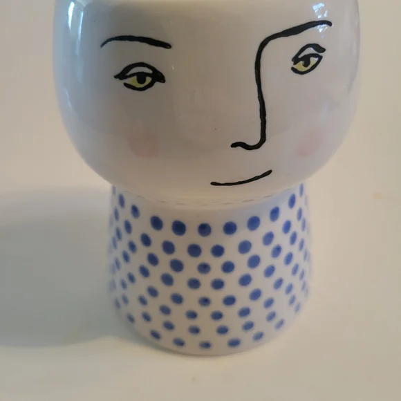 Opalhouse Blue Polka Dot Face Ceramic Vase - Picture 3 of 8